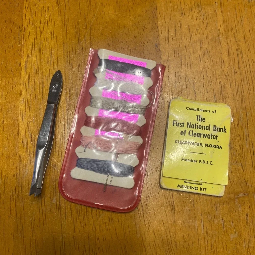 Vintage  Mid-Century German Zippered Travel Sewing Kit Travel Set